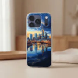Zonsondergang Frankfurt - Stad - Skyline - Water Telefoonhoesje iPhone 17 Pro Max klein -sfeer2