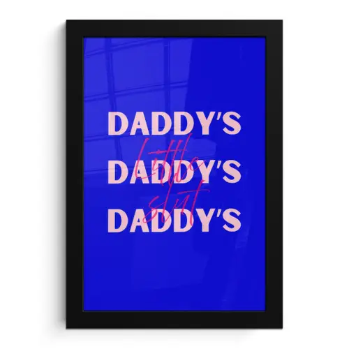 Blauw - Daddy's - Blokletters fotolijst zwart zonder passe partout klein -3d