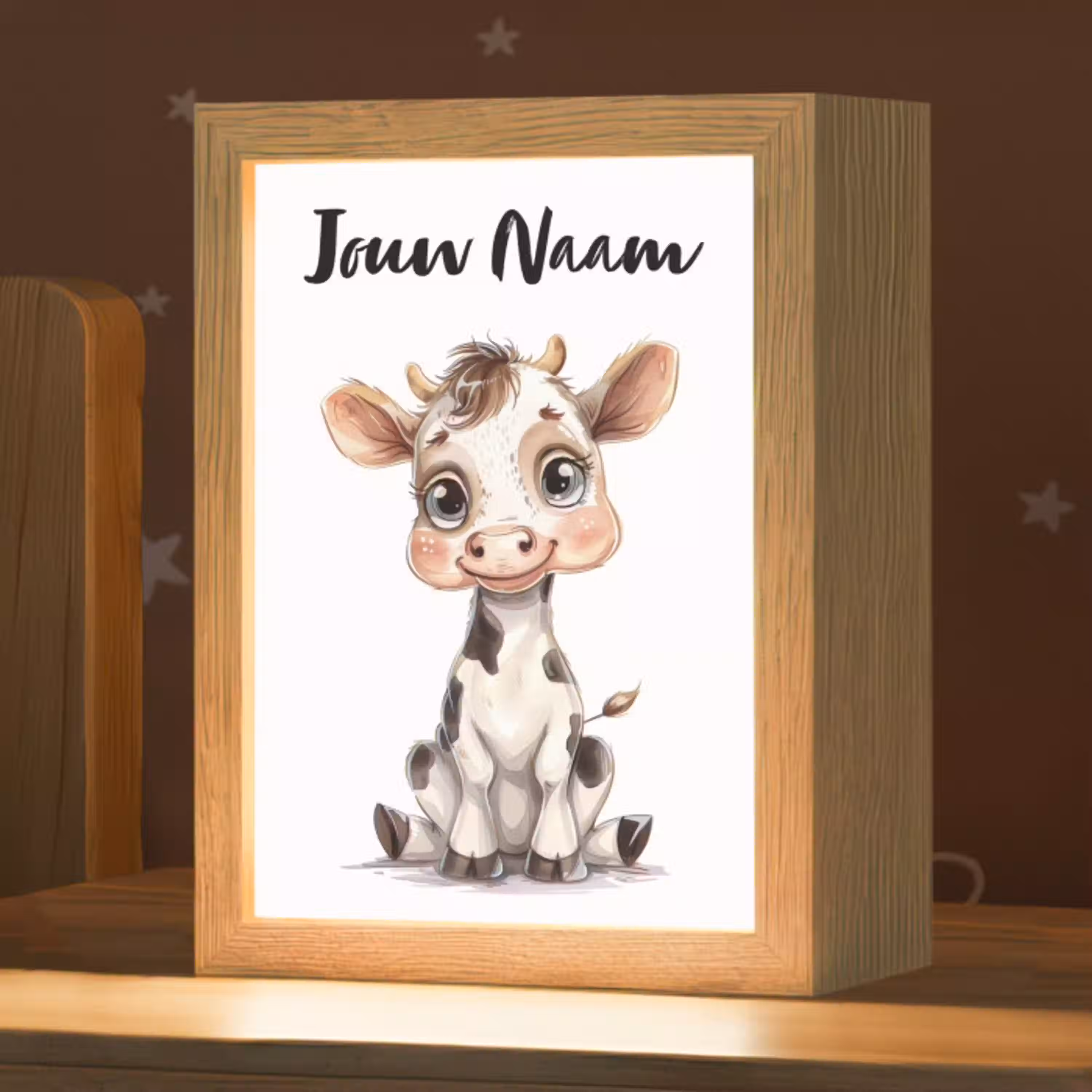 Koe - Baby dier - Boerderij dieren Light Box met kabel (Kinderlampje) klein -zzz_3d_website
