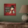 Klassiek - Kerstgroet - Sneeuwpop - Rood aluminium wit klein -sfeer2