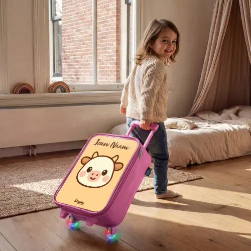 Kawai - Koe - Bruin Kinderkoffer - Roze klein -sfeer1