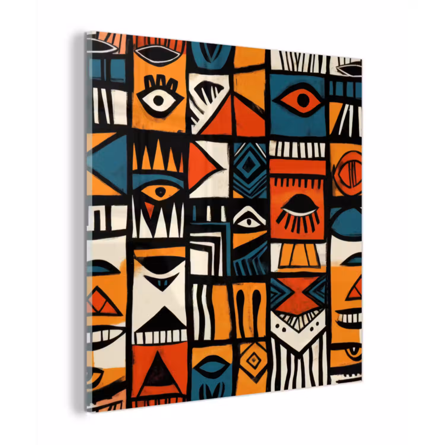 Glas schilderij - Abstract - Gezichten - Mozaïek