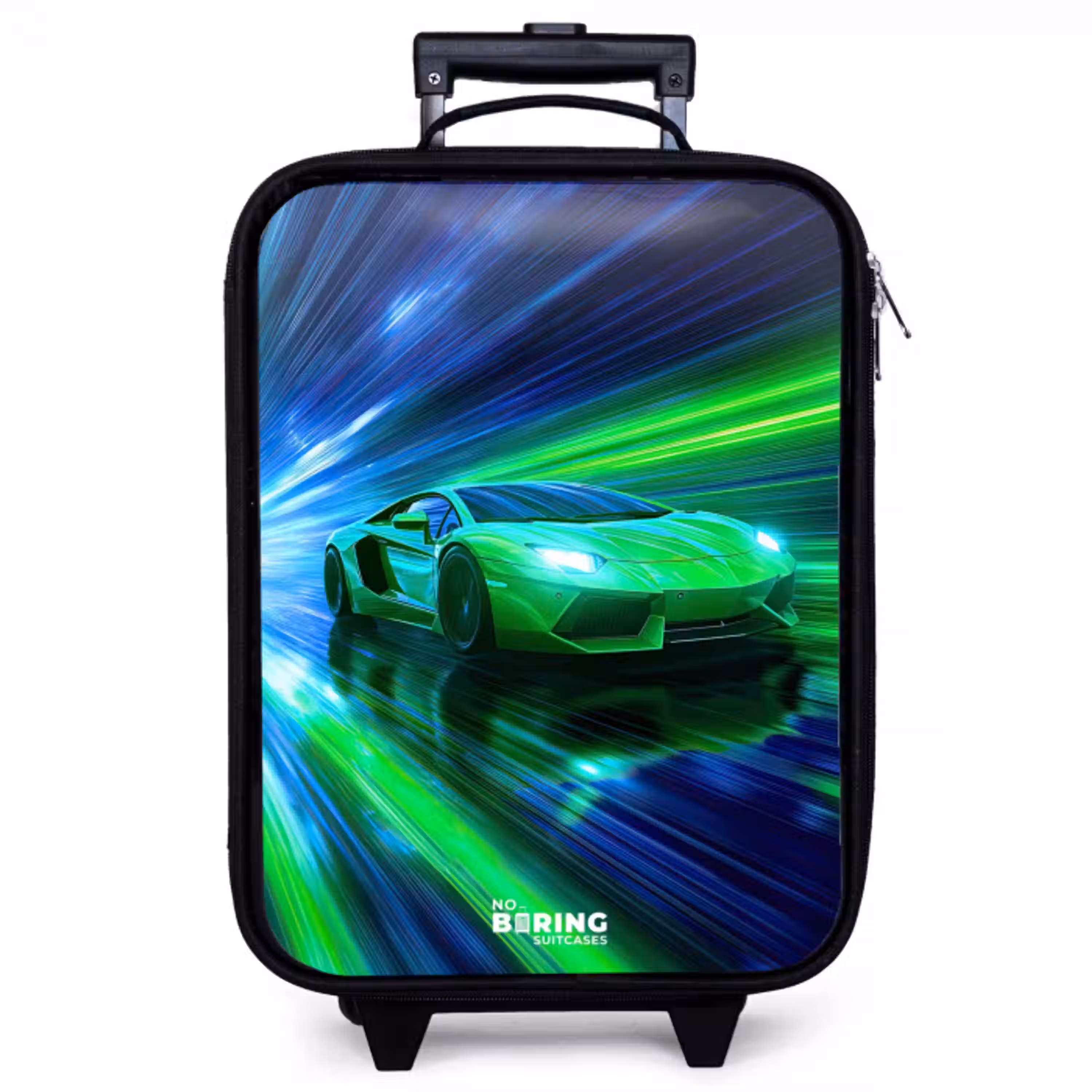 Raceauto - Felgroen - Lichtstralen - Snelheid Kinderkoffer - Zwart klein -zzz_website3d