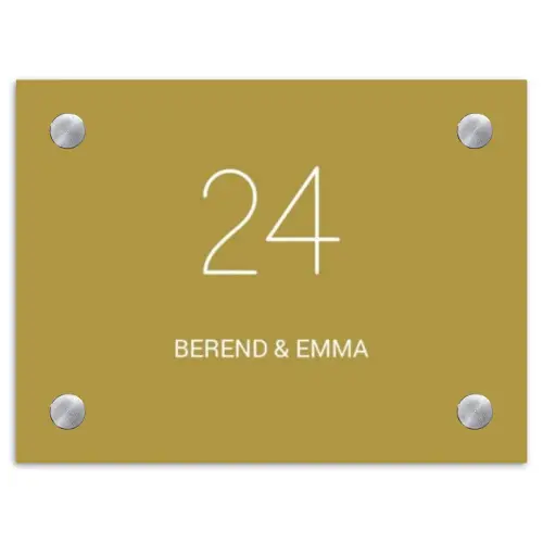 Okergeel - Klassiek Naambord Rechthoek middel -3d