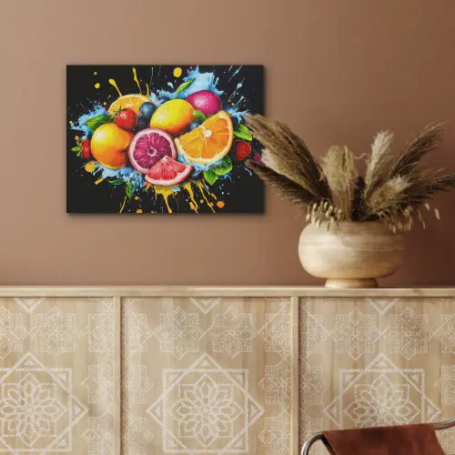 Fruit - Graffiti - Kleurrijk - Sinaasappel - Aardbei - Abstract PET vilt klein -sfeer4