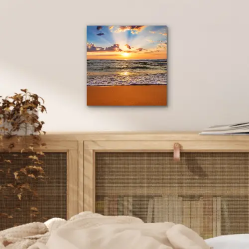 Strand - Zonsondergang - Zee - Wolken - Horizon aluminium wit klein -sfeer3