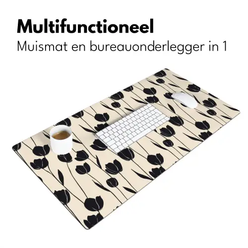 Tulpen - Patroon - Zwart Muismat XXL klein 681 -sfeer4