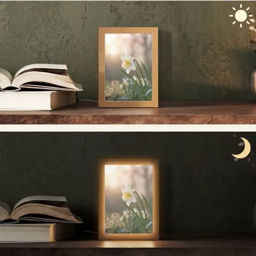 Narcis - Bloem - Minimalistisch Light Box met kabel (Tafellamp) klein -sfeer3