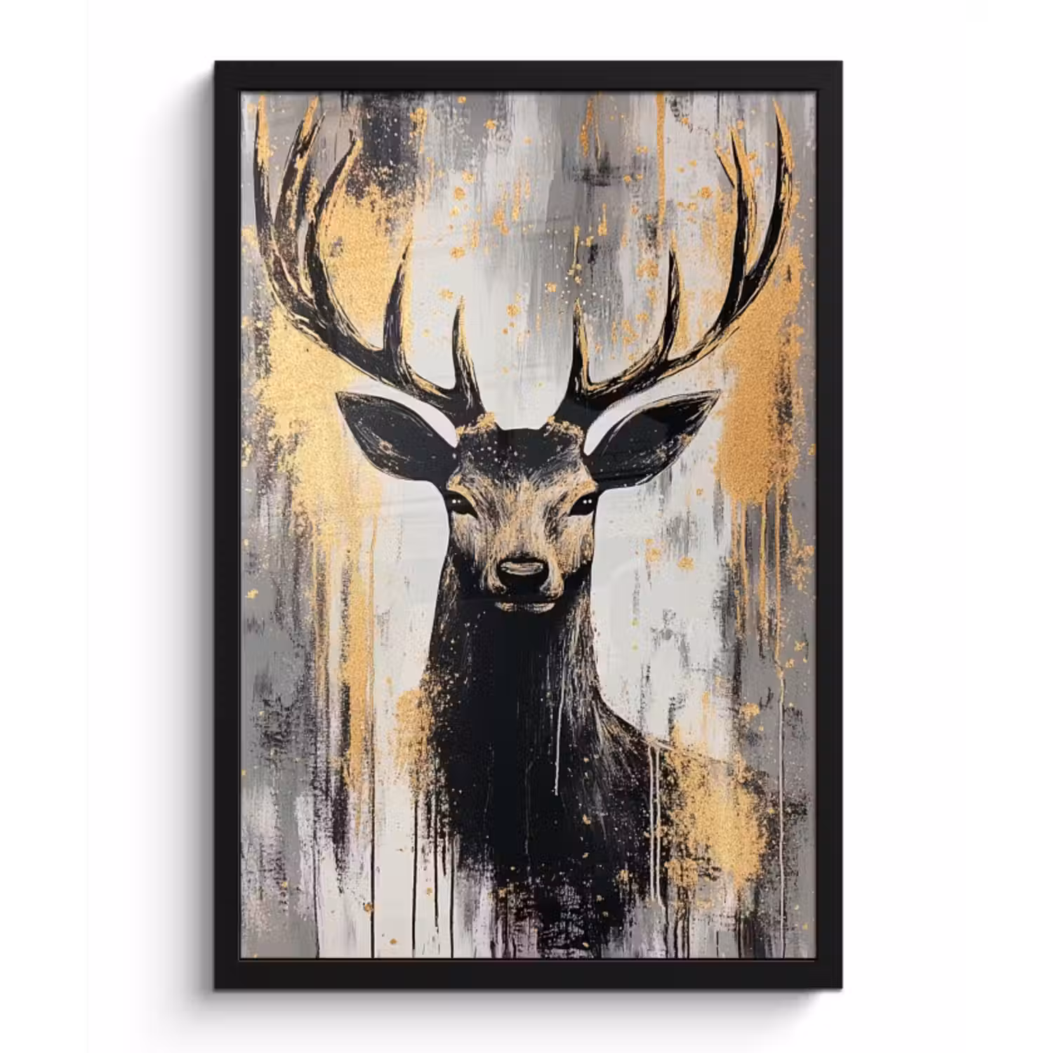 Poster met lijst - Abstract - Hert - Gewei - Goud