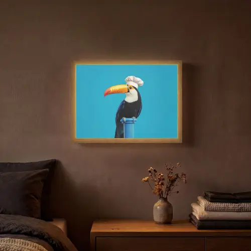 Tucan - Sokkel - Vogel - Koksmuts Light Box met batterij (Wandlamp) middel -sfeer4