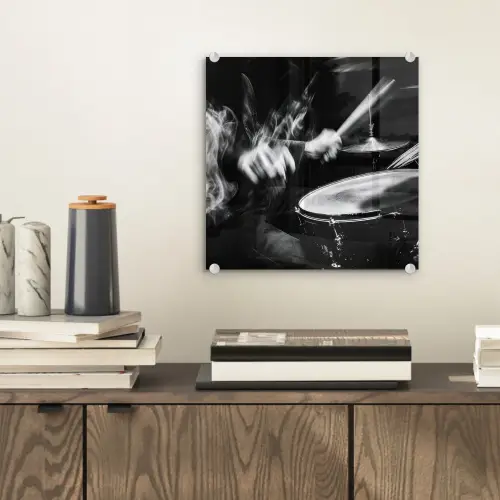 Drummer - Zwart - Drumstel plexiglas 5mm klein -sfeer1