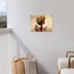 Vrouw - Krullen - Bloemen - Beige tuinposter los doek klein -sfeer8