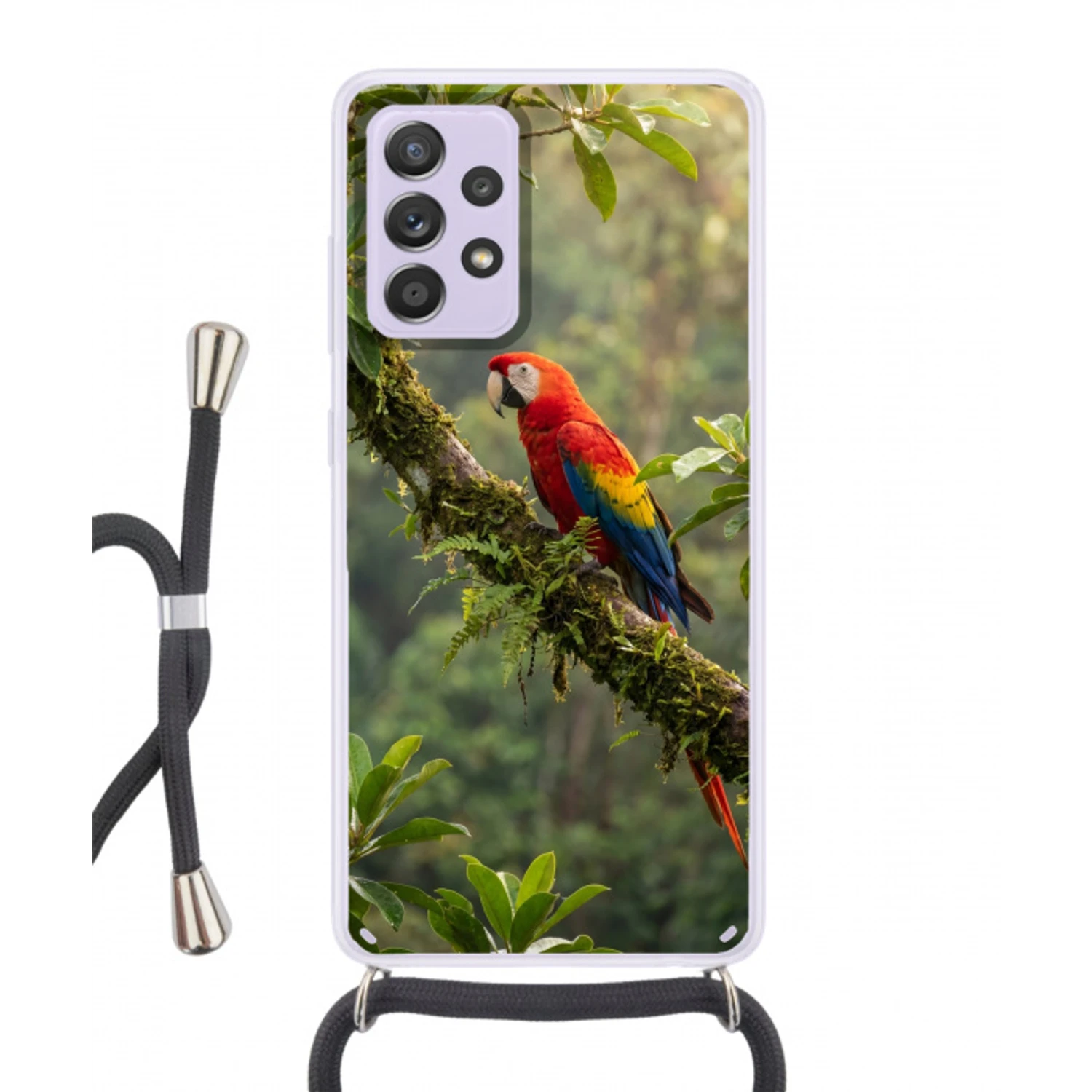 Ara - Jungle - Rood Hoesje Samsung Galaxy A52 5G met koord klein -3d