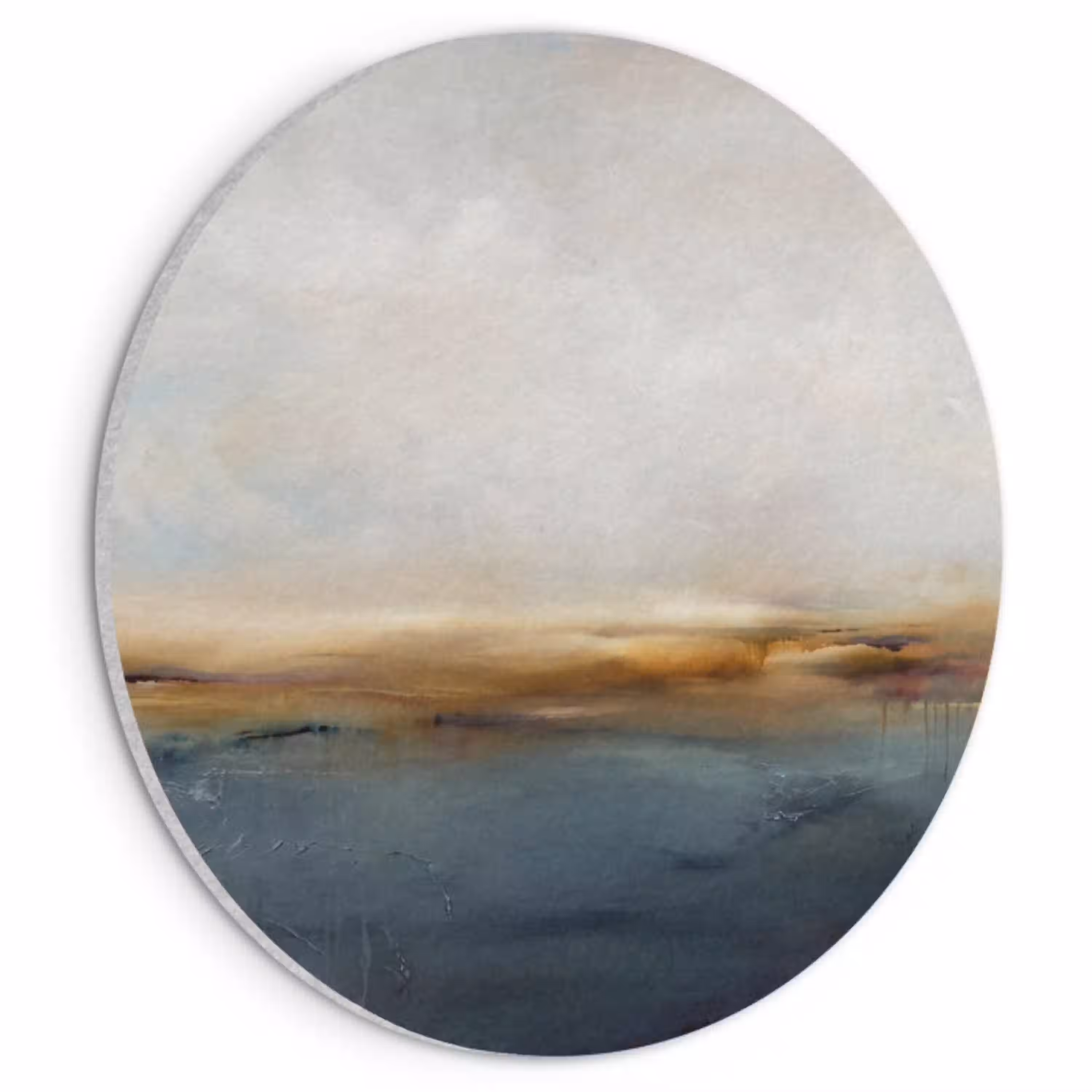 Abstract - Horizon - Water - Modern - Beige Akoestische PET Vilt - Rond klein -3d