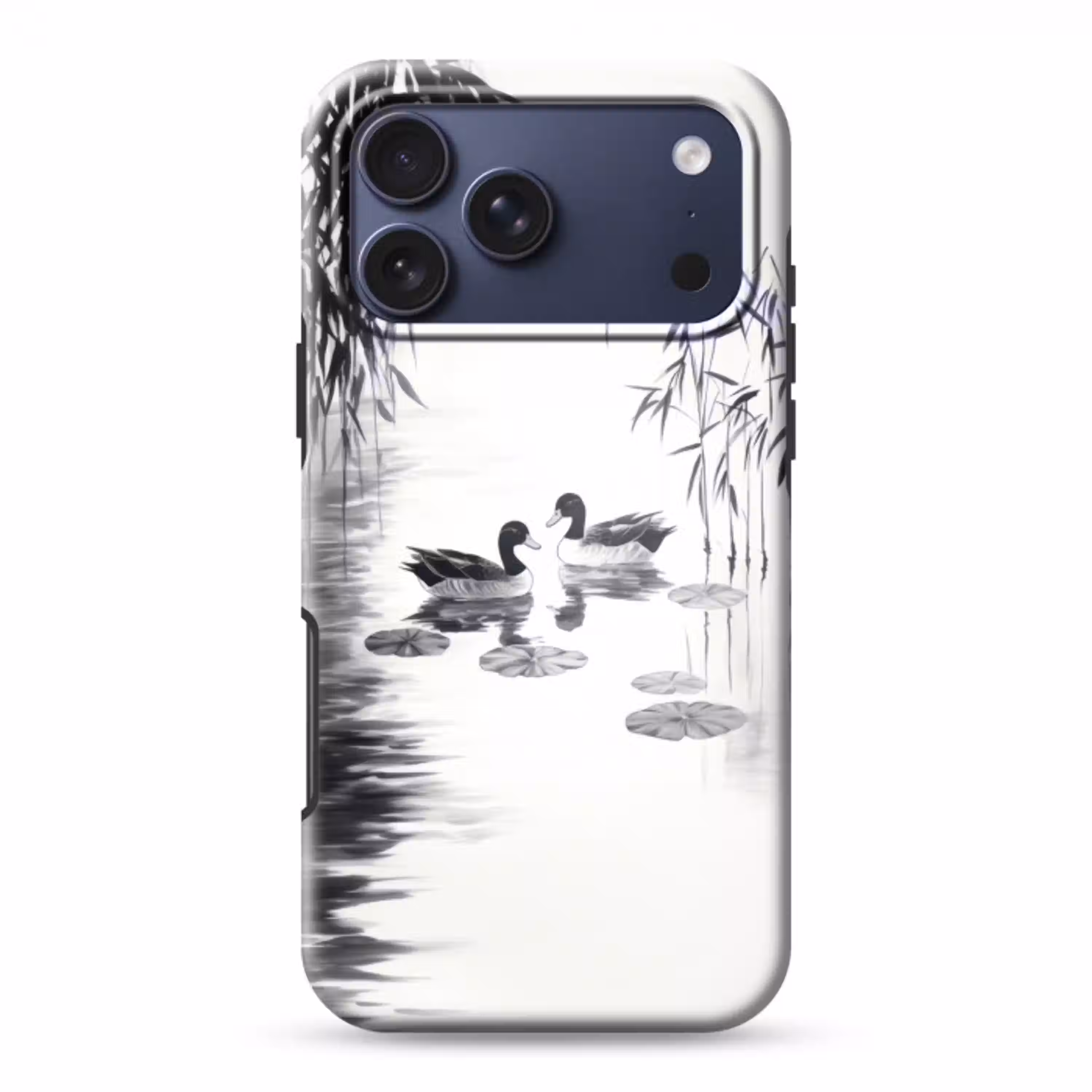 Eenden - Waterlelies - Riet - Zwart Toughcase MagSafe Apple iPhone 17 Pro Max klein -3d