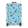 Gamer patroon met spelaccessoires op blauw NBS - Large koffer - Volwassenen Unisex groot -3d