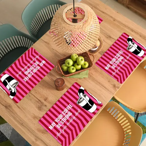Roze - Strepen - Koffie - Maandag Placemat vinyl groot -zzsfeer5_Kitchenyeah-website