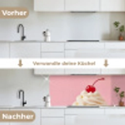 Kers - Slagroom - Roze keuken achterwand 2 middel -voor-na_DE