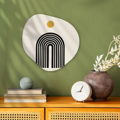 Minimalistisch - Zwarte boog - Gouden cirkel Wandcirkel Organisch Forex 3mm klein -sfeer2