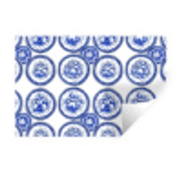 Cirkels - Bloemen - Blauw Muursticker klein 286 -3d