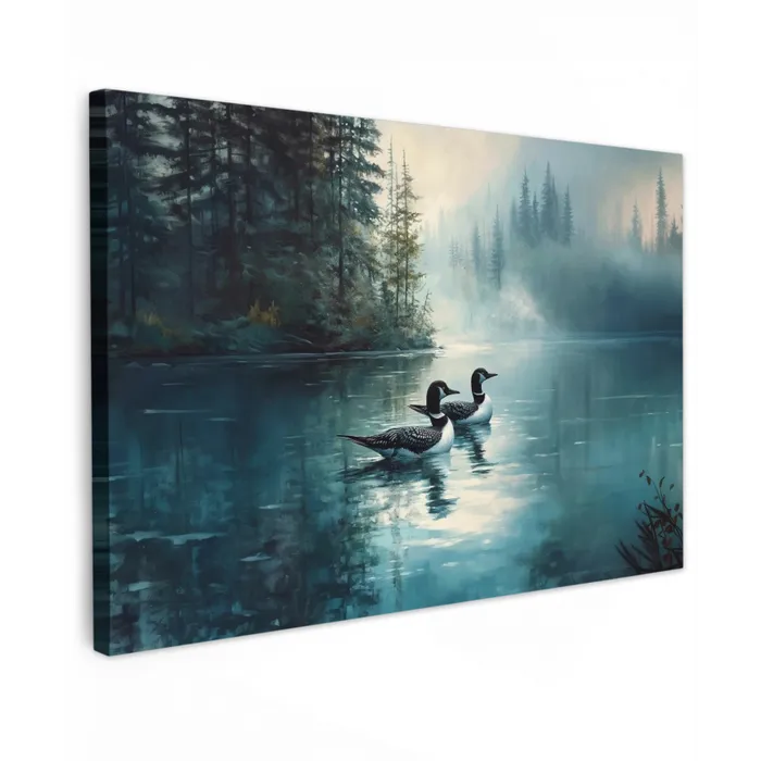 Bos - Water - Eenden - Mistig canvas 2cm klein -z3d