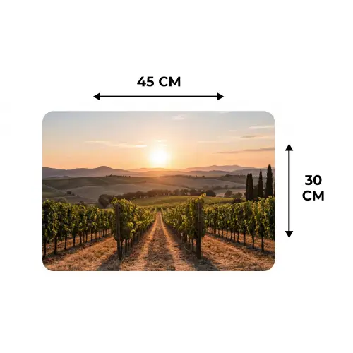 Wijngaard - Zonsondergang - Landschap Placemat vinyl groot -specs