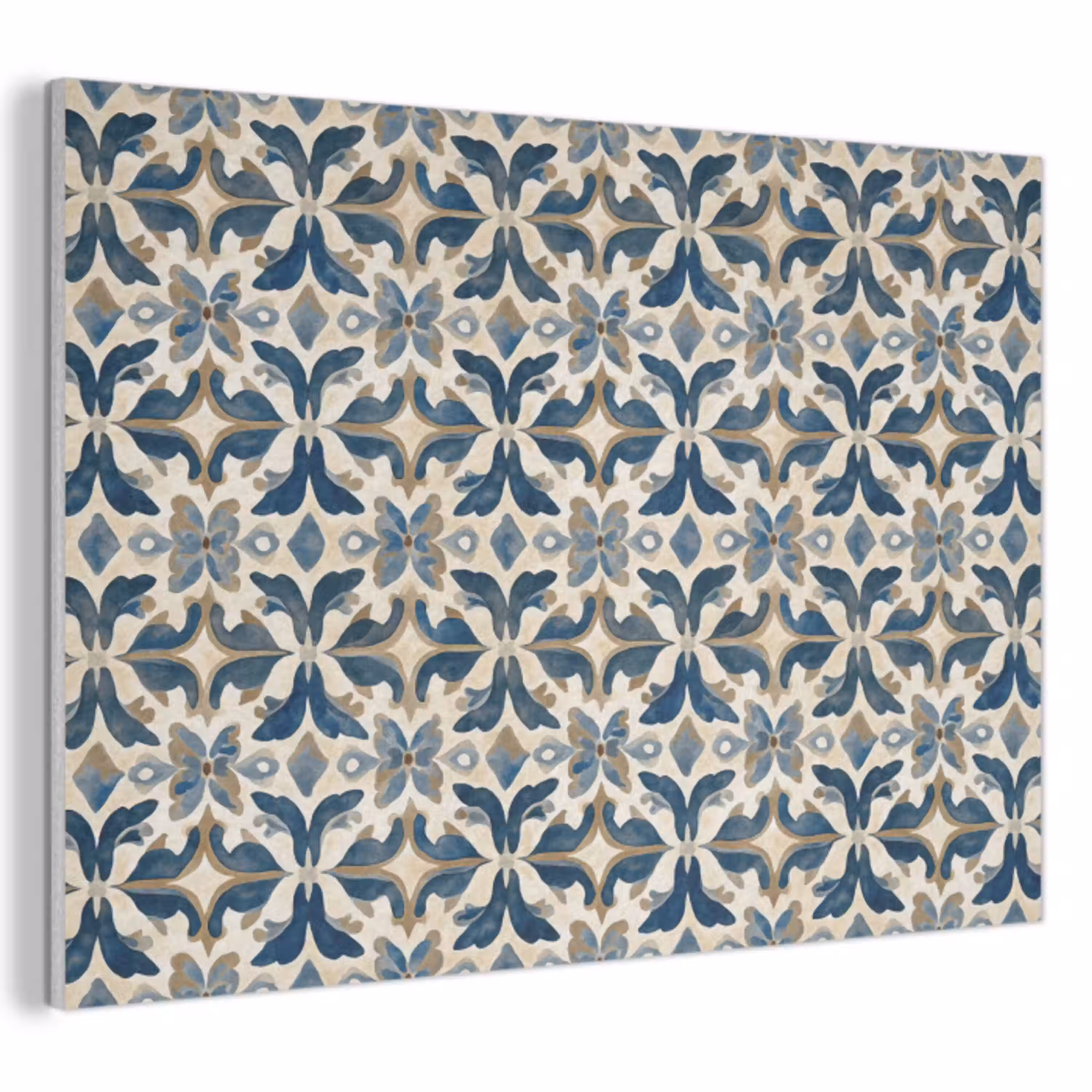 Tegel - Patroon - Blauw - Beige PET vilt klein 837 -3d