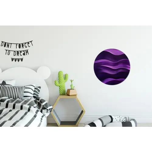 Golven - Abstract - Paars Wandcirkel aluminium klein -kinderkamer