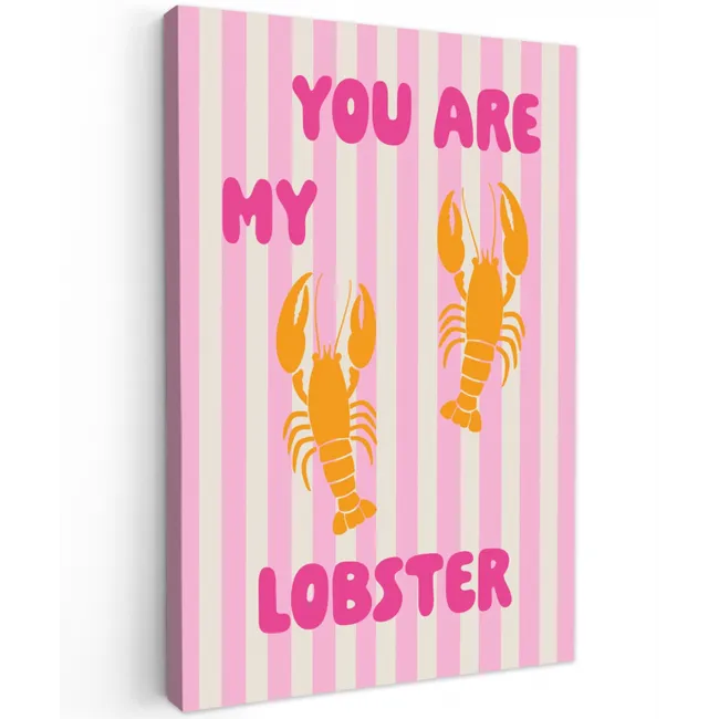 Lobster - Love - Valentijn Tuinposter op houten frame 2 cm dik klein -3d