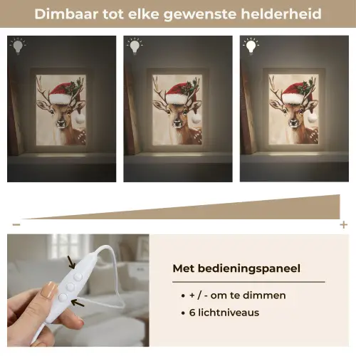 Kerst - Hert - Gewei - Rood Light Box met kabel (Tafellamp) klein -USP_dimbaarNL