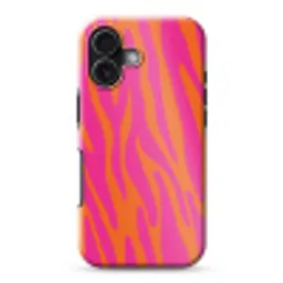 Zebraprint - Roze - Oranje - Dierenprint Toughcase MagSafe Apple iPhone 17 klein -3d