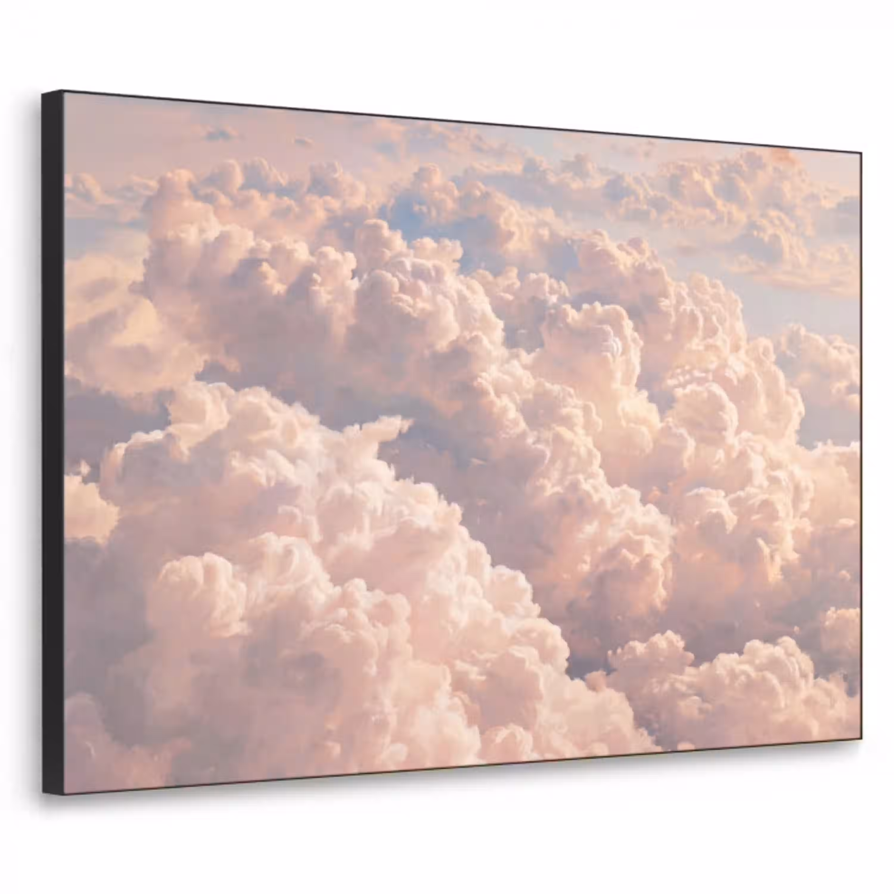 Wolken - Zonsondergang - Natuur - Pastel - Roze Textielframe zwart klein -3d