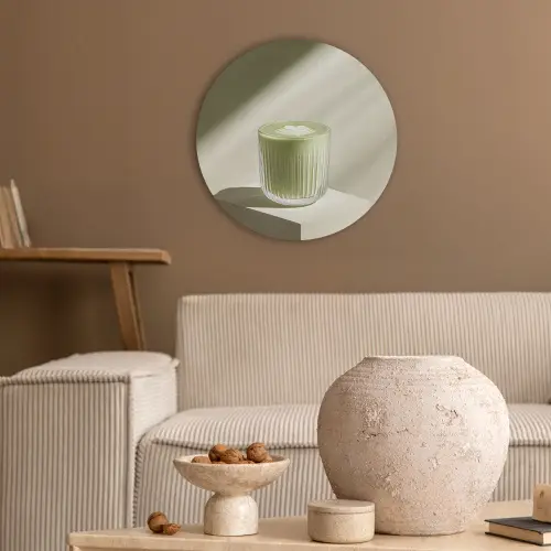 Matcha - Glas - Groen - Minimalistisch Akoestische PET Vilt - Rond klein -sfeer1