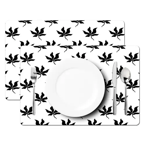 Bladeren - Silhouetten - Zwart - Wit Placemat vinyl groot 368 -zzsfeer2_Kitchenyeah-website