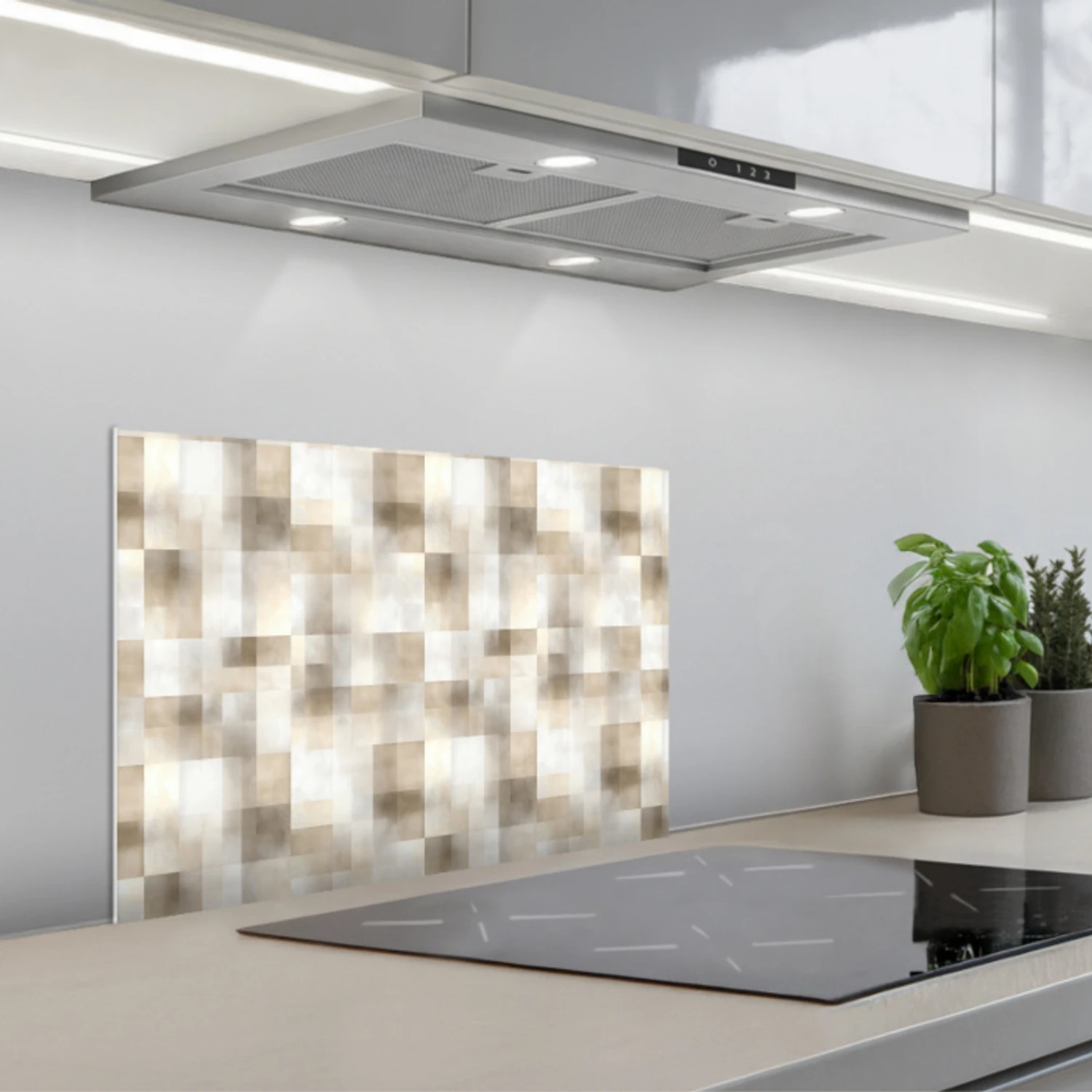 Kitchen splashback for hob - Texture - Linen - Beige | Kitchenyeah.co.uk