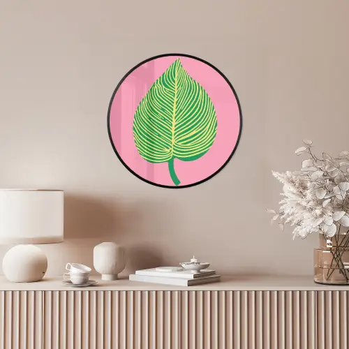 Illustratie - Blad - Minimalistisch - Groen Fotolijst rond zonder passe partout klein -sfeer3
