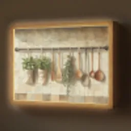 Hout - Keukengerei - Stilleven - Tegels Light Box met batterij (Wandlamp) middel -z3d_website