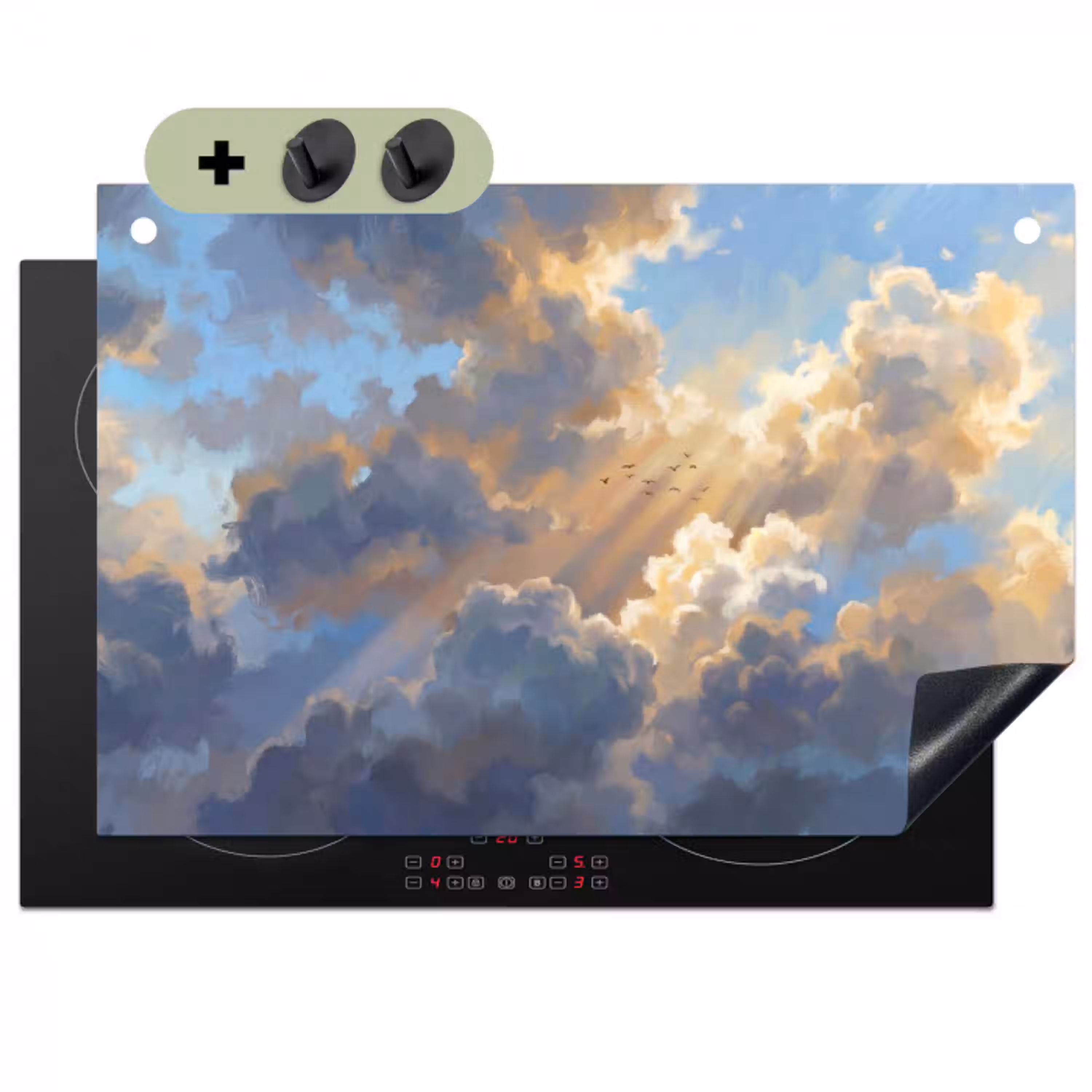 Wolken - Zonnestralen - Natuur - Abstract - Blauw Inductie beschemer met haakjes klein -3d