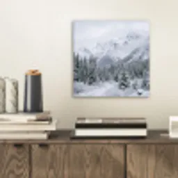 Weg - Bergen - Sneeuw - Naaldbos - Avontuurlijk aluminium wit klein -sfeer1
