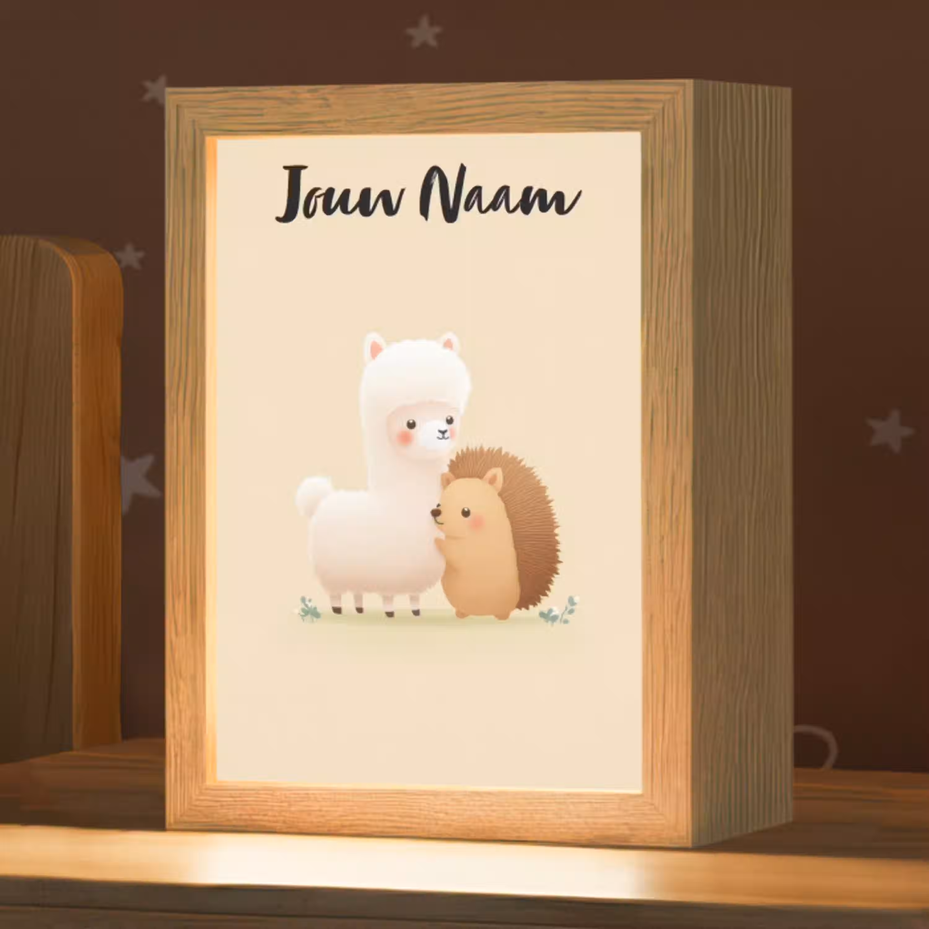 Alpaca - Egel - Bruin - Knuffelen Light Box met kabel (Kinderlampje) klein -zzz_3d_website