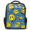Smiley - Blauw - Geel Rugzak - Zwart middel -3d