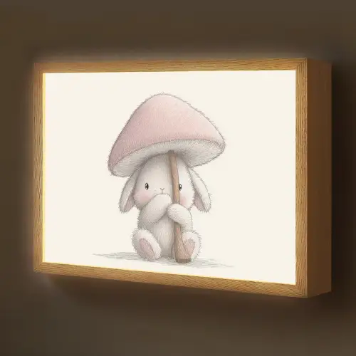 Paddenstoel - Konijn - Roze Light Box met batterij (Wandlamp kind) middel -z3d_website