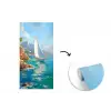 Zeilboot - Rotsen - Kust - Huizen fotobehang vinyl groot -3d