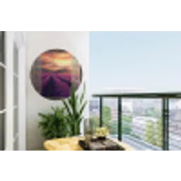 Doorkijk - Lavendel - Landschap - Bloemen - Paars Wandcirkel tuinposter met ringen klein -buiten1