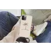 Palmboom - Bruin - Beige - Tropisch Hoesje iPhone 12 Pro met koord klein -hand