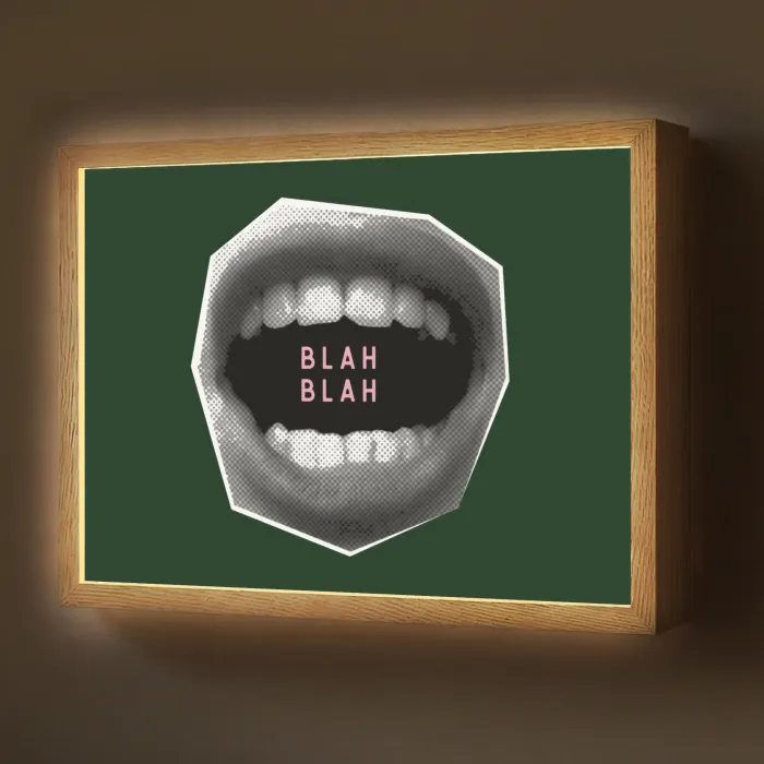 Mond - Groen - Illustratie - BLAH BLAH Light Box met batterij (Wandlamp) middel -z3d_website