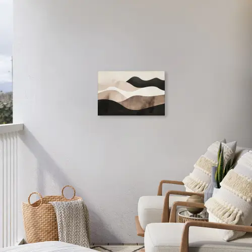 Abstract - Landschap - Golven - Crèmekleur Tuinposter op houten frame 2 cm dik klein -sfeer1