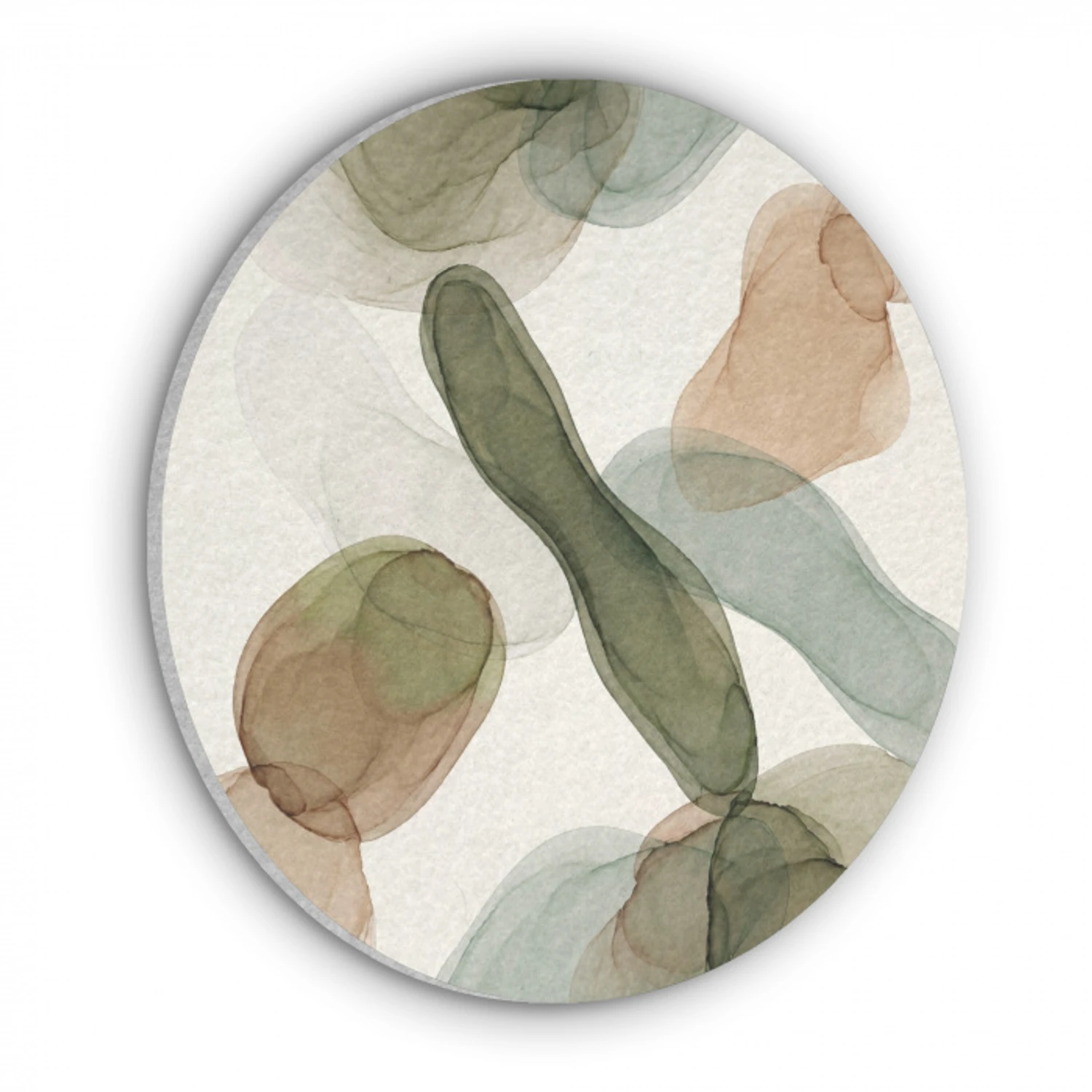 Abstract - Vormen - Modern - Kunst - Groen - Bruin Akoestische PET Vilt - Rond klein -3d
