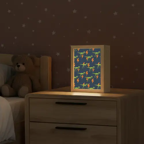 Bliksemschichten - Oranje - Dinosaurussen Light Box met kabel klein -sfeer1_kind