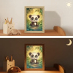 Panda - Cartoon - Bamboebos - Zwart Light Box met kabel klein -sfeer3_kind